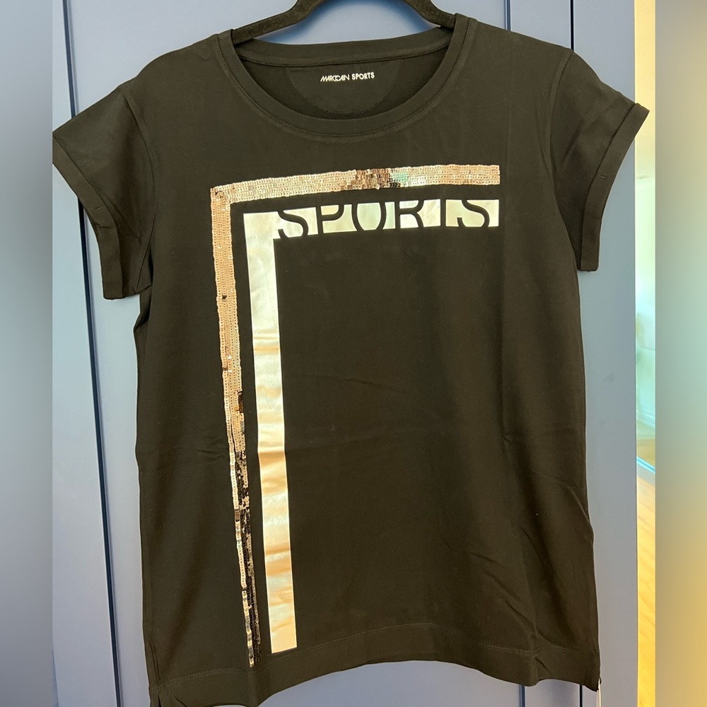 Marc Cain Sport Black t-Shirt with sequin detail. Size 4